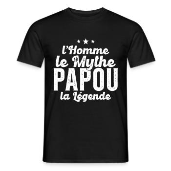 Grand-Père Papou l'Homme le Mythe la Légende - T-shirt homme - noir - Devant - AI Model Male 178 light (178cm)