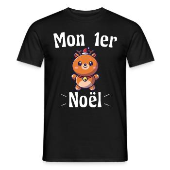 Mon 1er Noël Petit Renne Enfant - T-shirt homme - noir - Devant - AI Model Male 178 light (178cm)