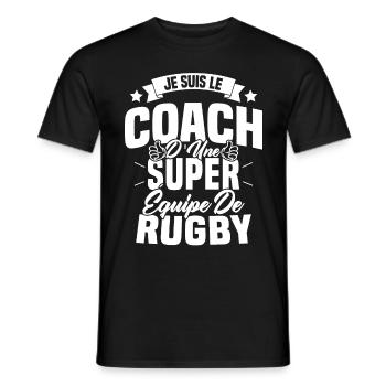 Je suis le coach d'une super équipe de rugby - T-shirt homme - noir - Devant - AI Model Male 178 light (178cm)