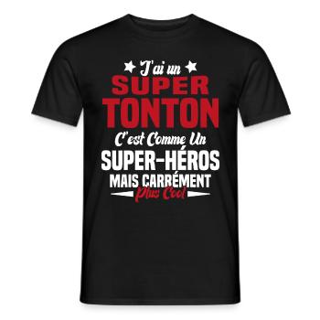 Super Héros Tonton Cool Humour Oncle - T-shirt homme - noir - Devant - AI Model Male 178 light (178cm)