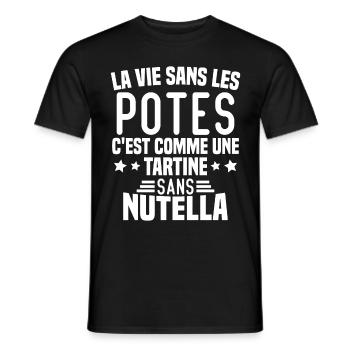 Tartine sans chocolat Humour Cadeau - T-shirt homme - noir - Devant - AI Model Male 178 light (178cm)