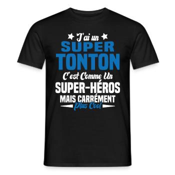 Super Héros Tonton Cool Humour Oncle - T-shirt homme - noir - Devant - AI Model Male 178 light (178cm)