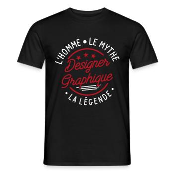 Designer Graphique L'Homme Le Mythe La Légende - T-shirt homme - noir - Devant - AI Model Male 178 light (178cm)