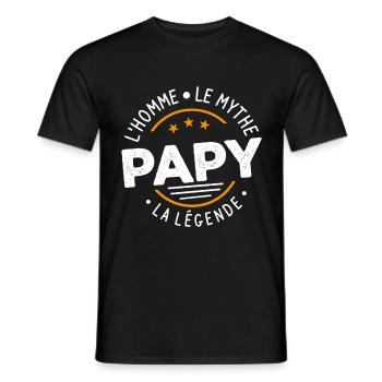 Grand-Père Papy l'Homme le Mythe la Légende - T-shirt homme - noir - Devant - AI Model Male 178 light (178cm)