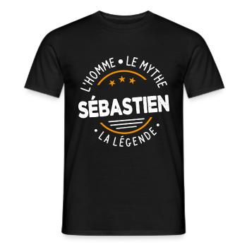 Sébastien L'Homme LeMythe La Légende Cadeau Humour - T-shirt homme - noir - Devant - AI Model Male 178 light (178cm)