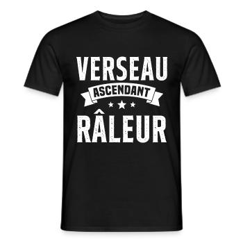 Verseau ascendant râleur cadeau humour signe - T-shirt homme - noir - Devant - AI Model Male 178 light (178cm)
