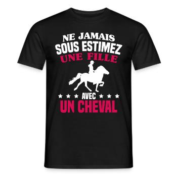 cadeau humour cheval / fille à cheval - T-shirt homme - noir - Devant - AI Model Male 178 light (178cm)