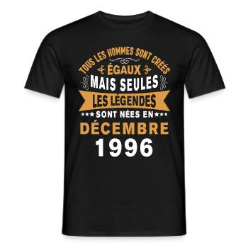 Les légendes sont nées en Décembre 1996 Cadeau - T-shirt homme - noir - Devant - AI Model Male 178 light (178cm)