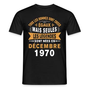 Les légendes sont nées en Décembre 1970 Cadeau - T-shirt homme - noir - Devant - AI Model Male 178 light (178cm)