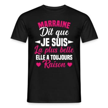 marraine dit que je suis la plus belle cadeau - T-shirt homme - noir - Devant - AI Model Male 178 light (178cm)