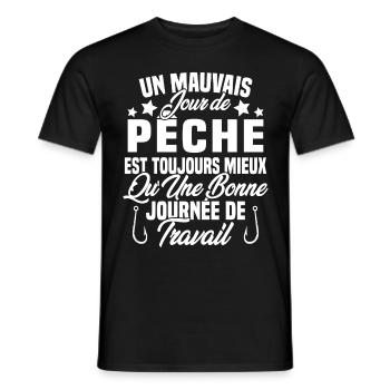 Un mauvais jour de Pêche est toujours mieux - T-shirt homme - noir - Devant - AI Model Male 178 light (178cm)