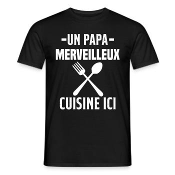 Un papa merveilleux cuisine ici - T-shirt homme - noir - Devant - AI Model Male 178 light (178cm)