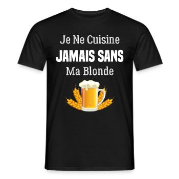 Je ne cuisine jamais sans ma blonde - T-shirt homme - noir - Devant - AI Model Male 178 light (178cm)
