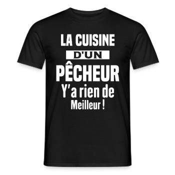 La cuisine d'un pêcheur Humour Cadeau pêche - T-shirt homme - noir - Devant - AI Model Male 178 light (178cm)