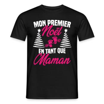 Mon Premier Noël en Tant que Maman - T-shirt homme - noir - Devant - AI Model Male 178 light (178cm)