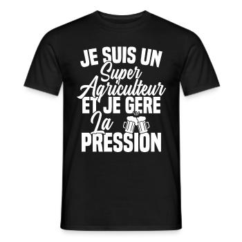 Super Agriculteur Biere Humour Alcool - T-shirt homme - noir - Devant - AI Model Male 178 light (178cm)