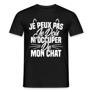 je peux pas mon chat femme humour cadeau - T-shirt homme - noir - Devant - AI Model Male 178 light (178cm)