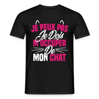 je peux pas mon chat femme humour cadeau - T-shirt homme - noir - Devant - AI Model Male 178 light (178cm)
