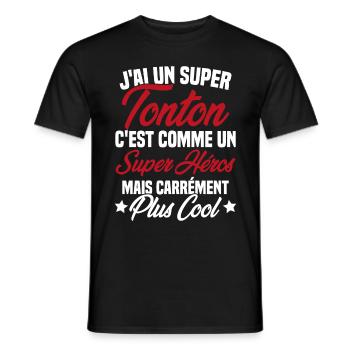J'ai un super tonton mais carrément plus cool - T-shirt homme - noir - Devant - AI Model Male 178 light (178cm)