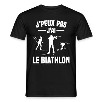 Je peux pas j'ai biathlon humour cadeau - T-shirt homme - noir - Devant - AI Model Male 178 light (178cm)