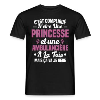 Princesse et Ambulancière Cadeau Humour - T-shirt homme - noir - Devant - AI Model Male 178 light (178cm)