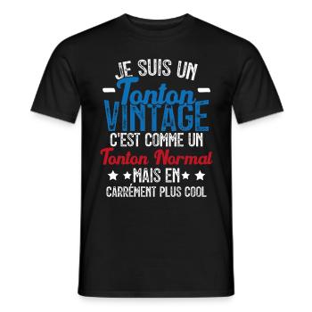 Tonton Vintage C'est Comme Tonton Normal Plus Cool - T-shirt homme - noir - Devant - AI Model Male 178 light (178cm)