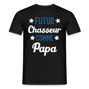 Futur Chasseur Comme Papa Humour Cadeau de Chasse - T-shirt homme - noir - Devant - AI Model Male 178 light (178cm)