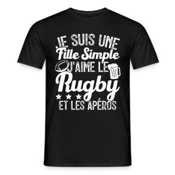 Femme Joueur De Rugby Cool Filles Rugby Et Apéros - T-shirt homme - noir - Devant - AI Model Male 178 light (178cm)