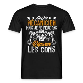 Je Suis Mécanicien Mais Mécano Garage Homme Cadeau - T-shirt homme - noir - Devant - AI Model Male 178 light (178cm)