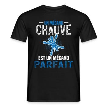 Un Mécano Chauve Est Parfait Humour Garage - T-shirt homme - noir - Devant - AI Model Male 178 light (178cm)