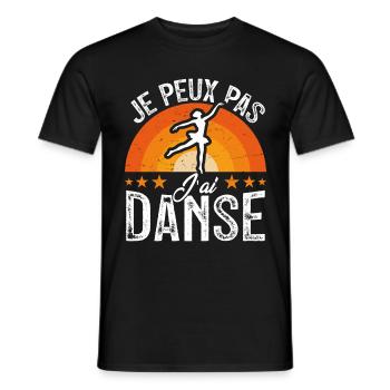 j'peux pas j'ai Danse - Retro Vintage - T-shirt homme - noir - Devant - AI Model Male 178 light (178cm)