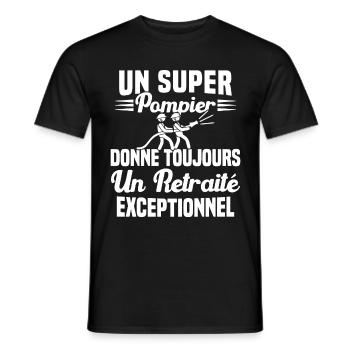 Un super pompier retraité exceptionnel humour - T-shirt homme - noir - Devant - AI Model Male 178 light (178cm)
