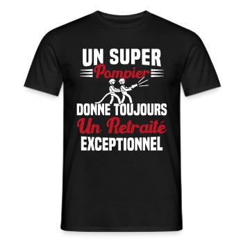 Un super pompier retraité exceptionnel humour - T-shirt homme - noir - Devant - AI Model Male 178 light (178cm)
