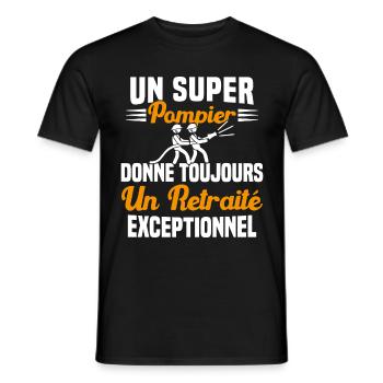 Un super pompier retraité exceptionnel humour - T-shirt homme - noir - Devant - AI Model Male 178 light (178cm)