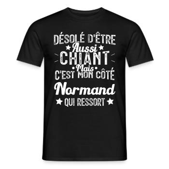 Désolé d'être Chiant c'est mon côté Normand - T-shirt homme - noir - Devant - AI Model Male 178 light (178cm)