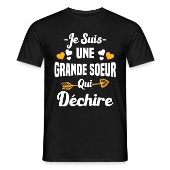Grande Sœur Qui Qéchire Humour Cadeau - T-shirt homme - noir - Devant - AI Model Male 178 light (178cm)