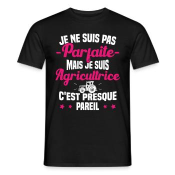 Pas parfaite mais je suis Agricultrice Femme Cool - T-shirt homme - noir - Devant - AI Model Male 178 light (178cm)