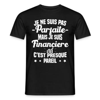 Pas parfaite mais je suis Financière Cadeau - T-shirt homme - noir - Devant - AI Model Male 178 light (178cm)
