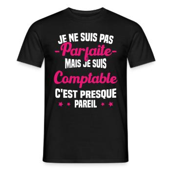 Pas parfaite mais je suis Comptable Humour Cadeau - T-shirt homme - noir - Devant - AI Model Male 178 light (178cm)