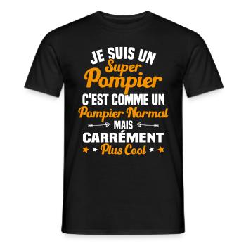 Super Pompier Humour Cadeau - T-shirt homme - noir - Devant - AI Model Male 178 light (178cm)
