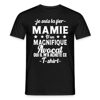Mamie d'un magnifique Avocat Humour Cadeau - T-shirt homme - noir - Devant - AI Model Male 178 light (178cm)
