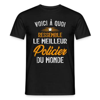 Voici à quoi ressemble le meilleur Policier - T-shirt homme - noir - Devant - AI Model Male 178 light (178cm)