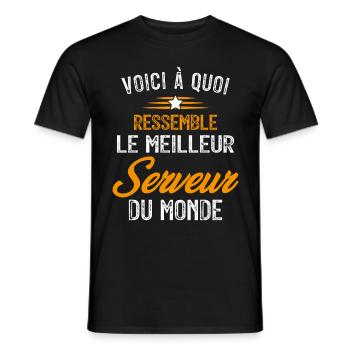 Voici à quoi ressemble le meilleur Serveur - T-shirt homme - noir - Devant - AI Model Male 178 light (178cm)