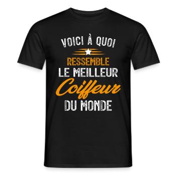 Voici à quoi ressemble le meilleur Coiffeur - T-shirt homme - noir - Devant - AI Model Male 178 light (178cm)