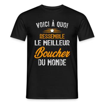 Voici à quoi ressemble le meilleur Boucher - T-shirt homme - noir - Devant - AI Model Male 178 light (178cm)