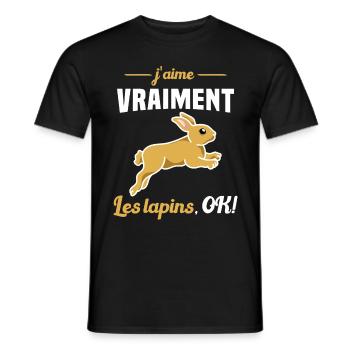 J'aime vraiment les Lapins OK - T-shirt homme - noir - Devant - AI Model Male 178 light (178cm)