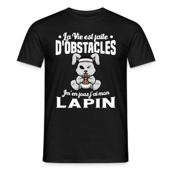 La Vie est faite d'obstacles j'ai mon Lapin Cadeau - T-shirt homme - noir - Devant - AI Model Male 178 light (178cm)