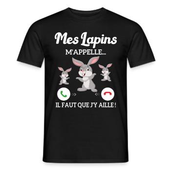 Mes Lapins m'appellent et je dois aller - T-shirt homme - noir - Devant - AI Model Male 178 light (178cm)