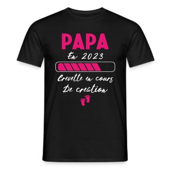 Homme Papa en 2023 Fille Idée Cadeau - T-shirt homme - noir - Devant - AI Model Male 178 light (178cm)
