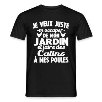 M'occuper de mon jardin Cadeau jardinier poules - T-shirt homme - noir - Devant - AI Model Male 178 light (178cm)